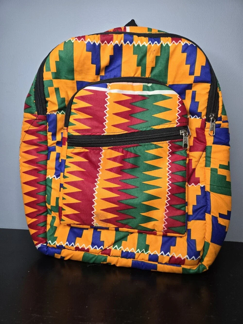 Handmade Kente Cloth Backpack: Bright African Tribal Pattern Backpack/Travel Bag